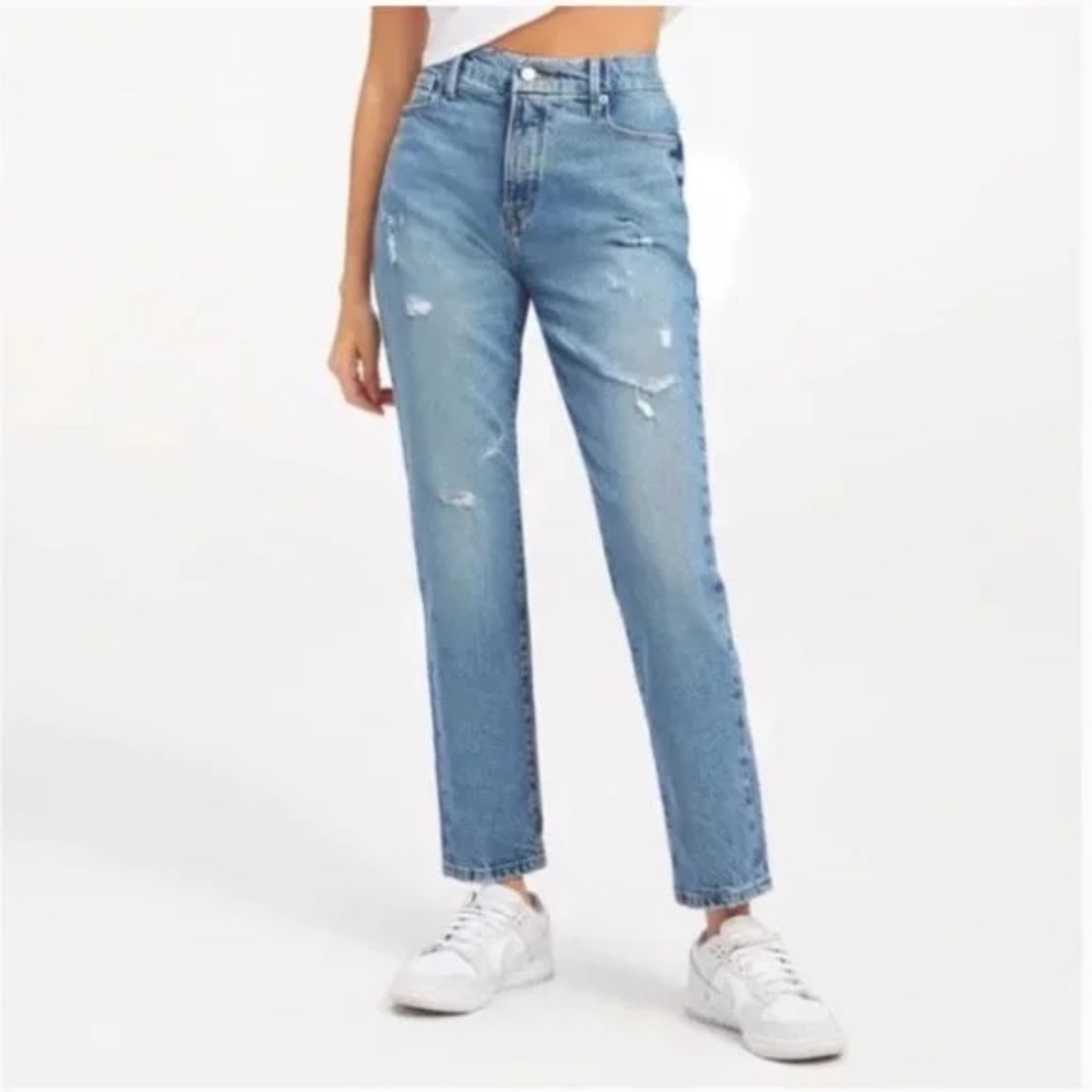 (NWT) GOOD AMERICAN Good Classic Distressed Jean  Sz 8
